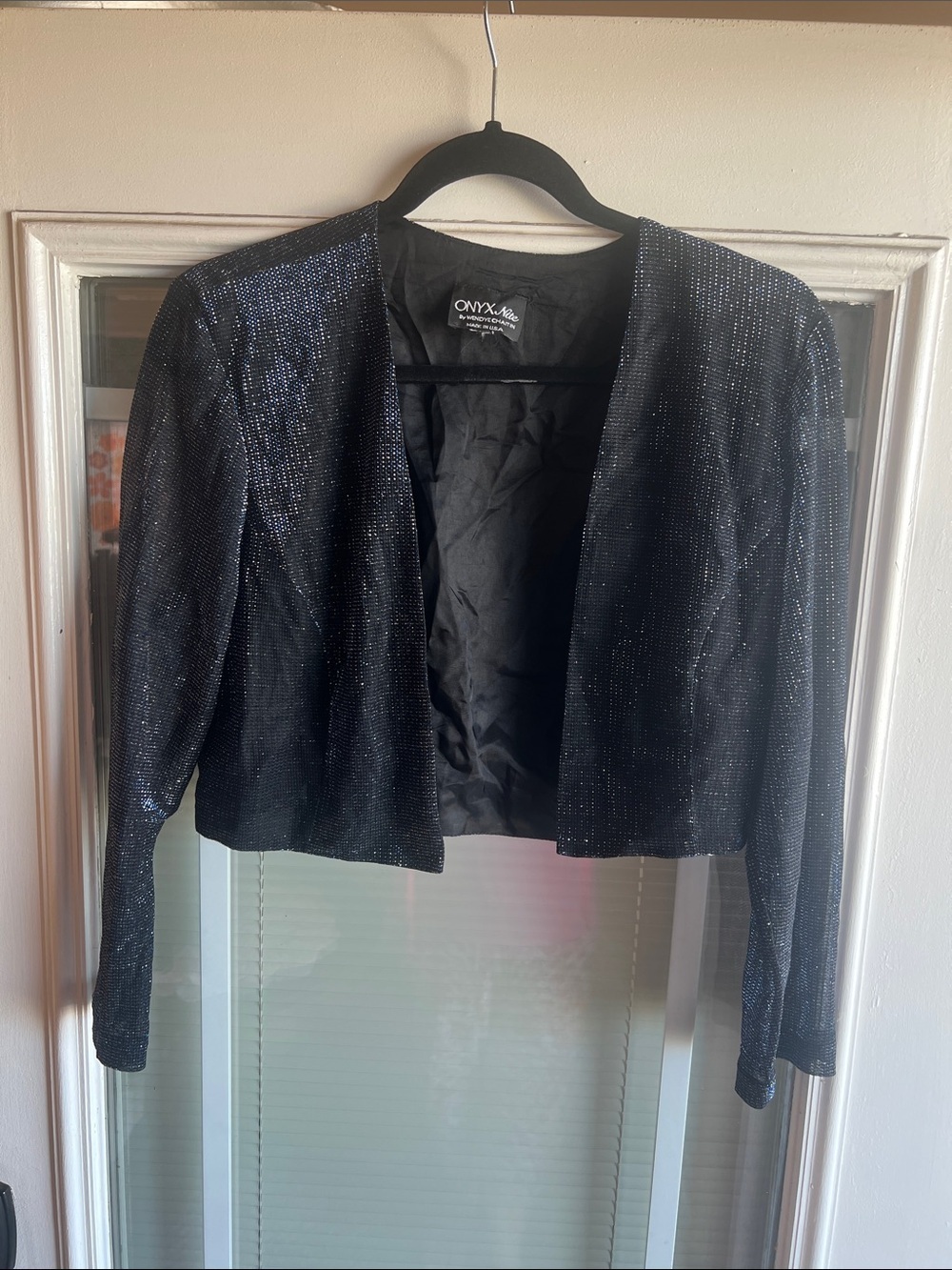 Onyx Nite Black Sparkle Cropped Blazer